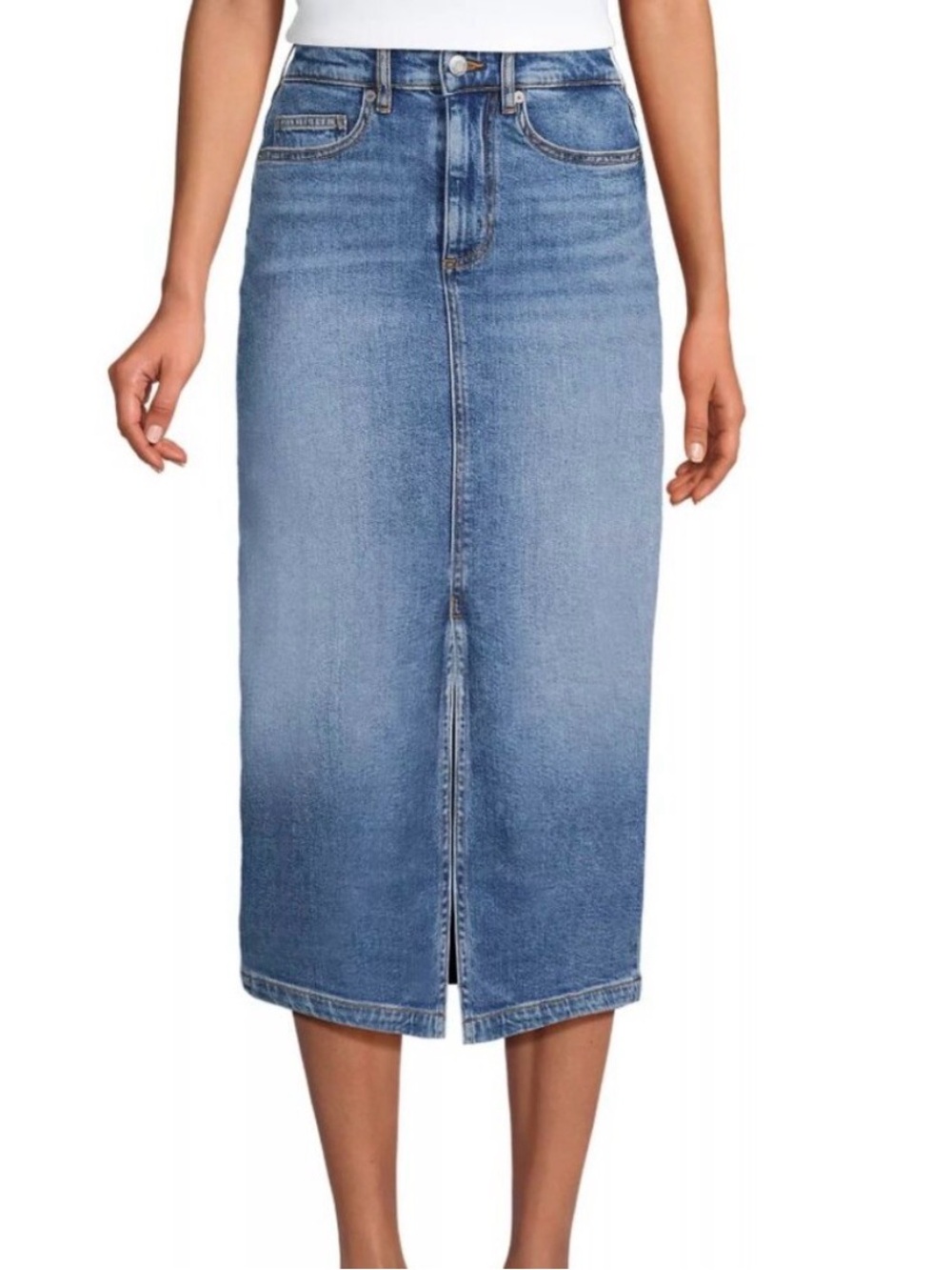 Lands' End Medium Wash Blue Denim Skirt